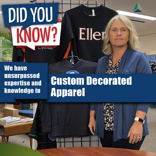 Custom decorated apparel including screen printing, embroidery, applique, DTG (direct to garment), sublimation and digital full color.  We have the expertise you need for your project.