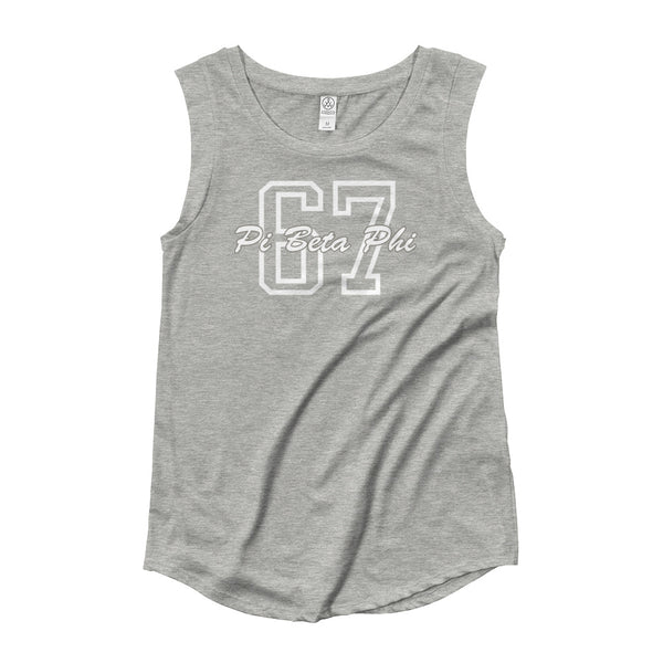 Ladies’ Cap Sleeve Screen Print T-Shirt Heather Grey 