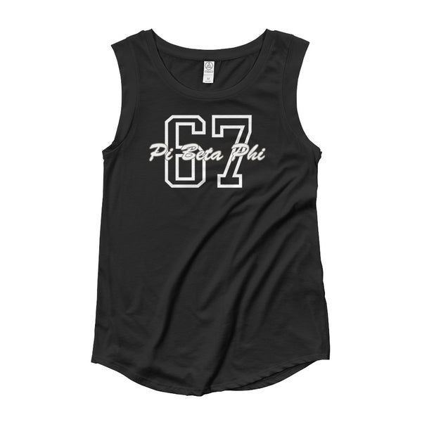 Ladies’ Cap Sleeve Screen Print T-Shirt Black 
